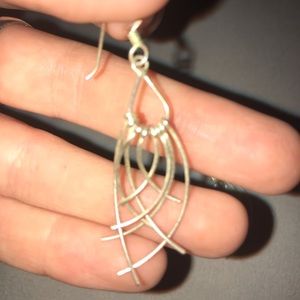 Sterling silver dangle feathered earrings